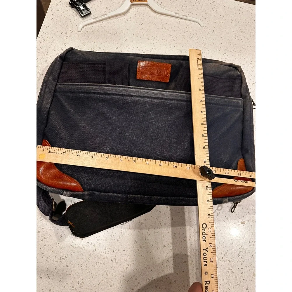 Vintage Lands End Navy Canvas Leather Briefcase Messenger Bag Made in USA 65955